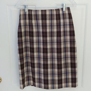 Vintage JG Hook 100% Wool Plaid Fully Lined Pencil Midi Skirt SZ 4